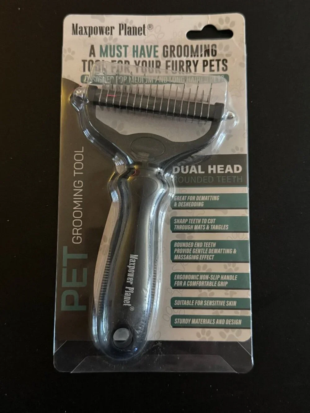 Maxpower Planet Pet Grooming Tool Dual Head Deshedding Rake